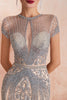 Load image into Gallery viewer, Sparkly Mermaid Beaded Keyhole Black Long Evening Dress