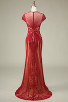 Load image into Gallery viewer, Sparkly Black Mermaid Beaded Black Long Evening Dress with Keyhole