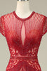 Load image into Gallery viewer, Gorgeous Mermaid Jewel Neck Burgundy Prom Dress with Beading