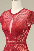 Load image into Gallery viewer, Sparkly Black Mermaid Beaded Black Long Evening Dress with Keyhole