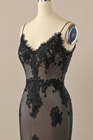 Load image into Gallery viewer, Black V neck Beaded Prom Dress