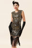 Load image into Gallery viewer, Gold Sequins Gatsby Glitter Fringe 1920s Dress