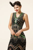 Load image into Gallery viewer, Sheath Green Gatsby 1920s Dress with 20s Accessories Set