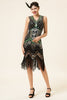 Load image into Gallery viewer, Sparkly Roaring 20s Black and Gold Sequin 1920s Flapper Dress