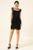 Load image into Gallery viewer, Black Great Gatsby 1920s Dress with 20s Accessories Set