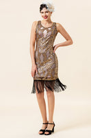 Load image into Gallery viewer, Golden 1920s Gatsby Dress
