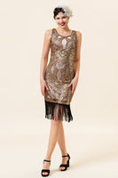 Load image into Gallery viewer, Golden 1920s Gatsby Dress