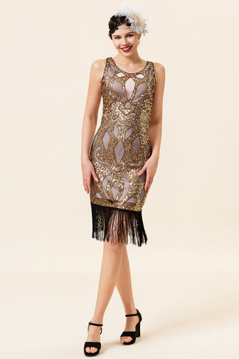 Golden 1920s Gatsby Dress