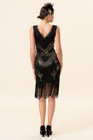 Load image into Gallery viewer, Black Party Sequins 1920s Dress With 20s Accessories Set