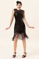 Load image into Gallery viewer, Sequins 1920s Fringe Dress With 20s Accessories Set