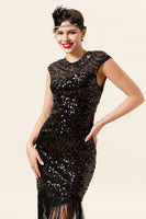 Load image into Gallery viewer, Sequins 1920s Fringe Dress With 20s Accessories Set