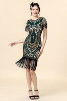 Load image into Gallery viewer, Green Sequin 1920s Dress
