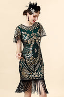 Load image into Gallery viewer, Green Sequin 1920s Dress