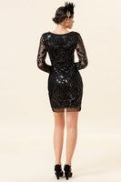 Load image into Gallery viewer, Black Gatsby 1920s Dress With 20s Accessories Set