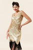 Load image into Gallery viewer, Champagne and Black Sequin Bodycon 1920s Dress
