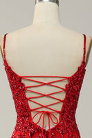 Load image into Gallery viewer, Mermaid Spaghetti Straps Royal Blue Sequins Long Prom Dress with Split Front