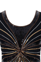 Load image into Gallery viewer, Black Sequins Fringe 1920s Flapper Dress
