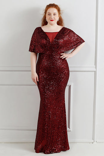 Sparkly Black Sequins Plus Size Prom Dress