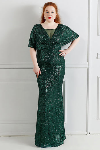 Sparkly Black Sequins Plus Size Prom Dress