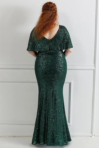 Sparkly Black Sequins Plus Size Prom Dress