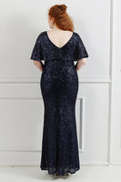 Load image into Gallery viewer, Sparkly Black Sequins Plus Size Prom Dress