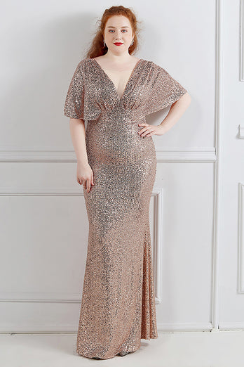 Sparkly Black Sequins Plus Size Prom Dress