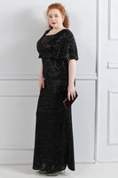 Load image into Gallery viewer, Sparkly Black Sequins Plus Size Prom Dress