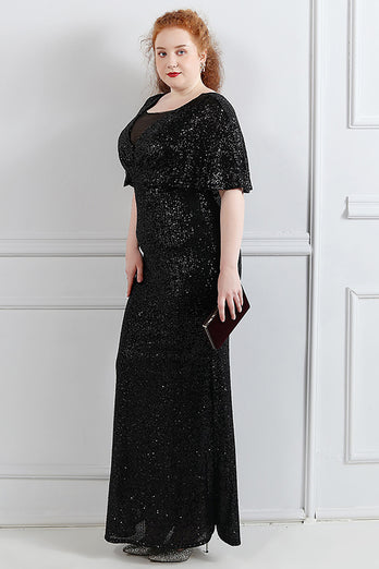 Sparkly Black Sequins Plus Size Prom Dress