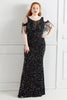 Load image into Gallery viewer, Black Sequins Off Shoulder Plus Size Prom Dress