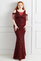 Load image into Gallery viewer, Black Sequins Off Shoulder Plus Size Prom Dress