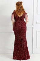 Load image into Gallery viewer, Black Sequins Off Shoulder Plus Size Prom Dress