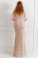 Load image into Gallery viewer, Black Sequins Off Shoulder Plus Size Prom Dress