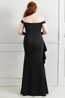 Load image into Gallery viewer, Black Off The Shoulder Plus Size Prom Dress