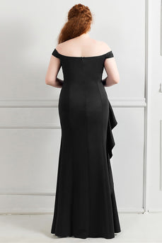 Black Off The Shoulder Plus Size Prom Dress