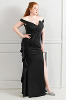 Load image into Gallery viewer, Black Off The Shoulder Plus Size Prom Dress