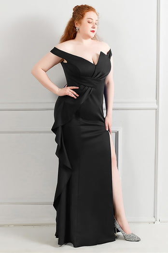 Black Off The Shoulder Plus Size Prom Dress