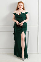 Load image into Gallery viewer, Black Off The Shoulder Plus Size Prom Dress