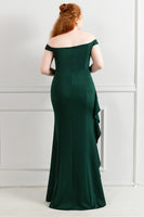 Load image into Gallery viewer, Black Off The Shoulder Plus Size Prom Dress