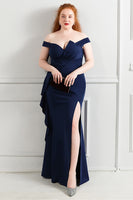 Load image into Gallery viewer, Black Off The Shoulder Plus Size Prom Dress