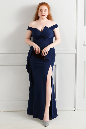 Black Off The Shoulder Plus Size Prom Dress