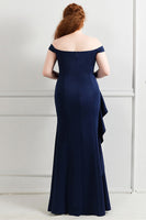 Load image into Gallery viewer, Black Off The Shoulder Plus Size Prom Dress