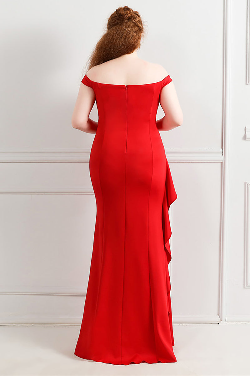 Load image into Gallery viewer, Black Off The Shoulder Plus Size Prom Dress