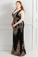 Load image into Gallery viewer, Luxurious Black Golden V-Neck Beaded Party Dress