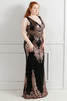 Load image into Gallery viewer, Luxurious Black Golden V-Neck Beaded Party Dress