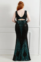 Load image into Gallery viewer, Luxurious Black Golden V-Neck Beaded Party Dress
