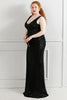 Load image into Gallery viewer, Sheath Black V-Neck Plus Size Formal Dress
