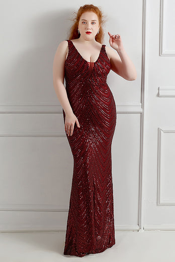 Sheath Black V-Neck Plus Size Formal Dress