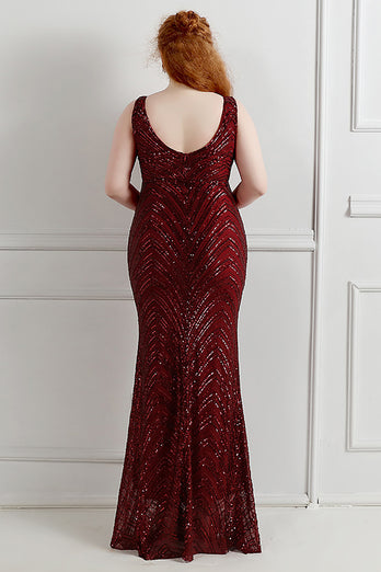 Sheath Black V-Neck Plus Size Formal Dress