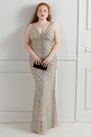 Load image into Gallery viewer, Sheath Black V-Neck Plus Size Formal Dress