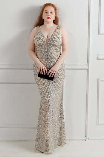 Sheath Black V-Neck Plus Size Formal Dress